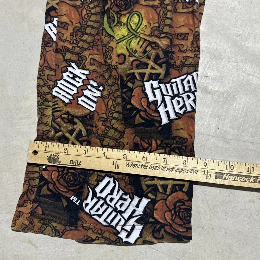 Guitar Hero Pajama Pants Men's SZ M Brown Graphic Print Gamer Lounge Sleep Band